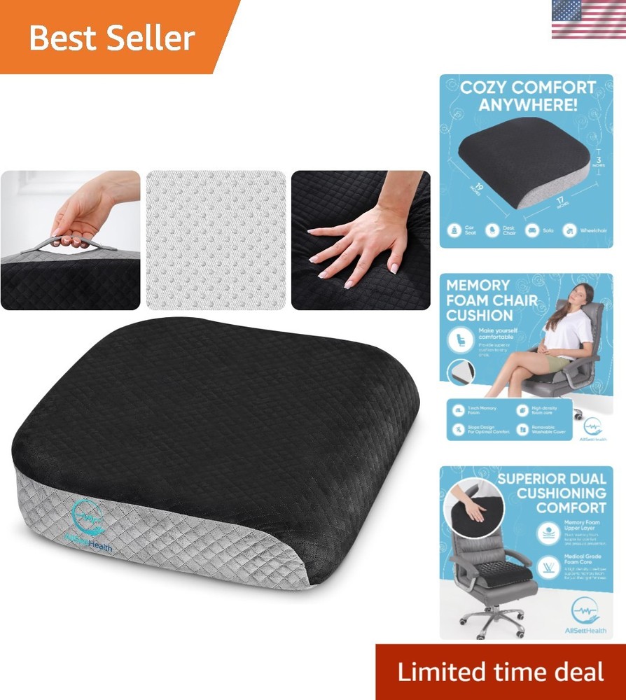 Portable Memory Foam Office Chair Cushion 19” x 17” – Luxurious Comfort Anywhere