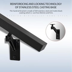 9FT Handrails Kit for Indoor Outdoor Stairs，Modern Aluminum 9 FT Matte Black