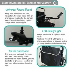 Foldable Electric Wheelchair 700W Motor 400 lbs Weight Capacity All Terrain