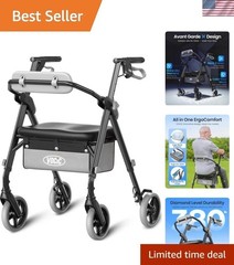 Luxury Rollator Walker for Seniors – Supports 380 lbs, Foldable & Lightweight