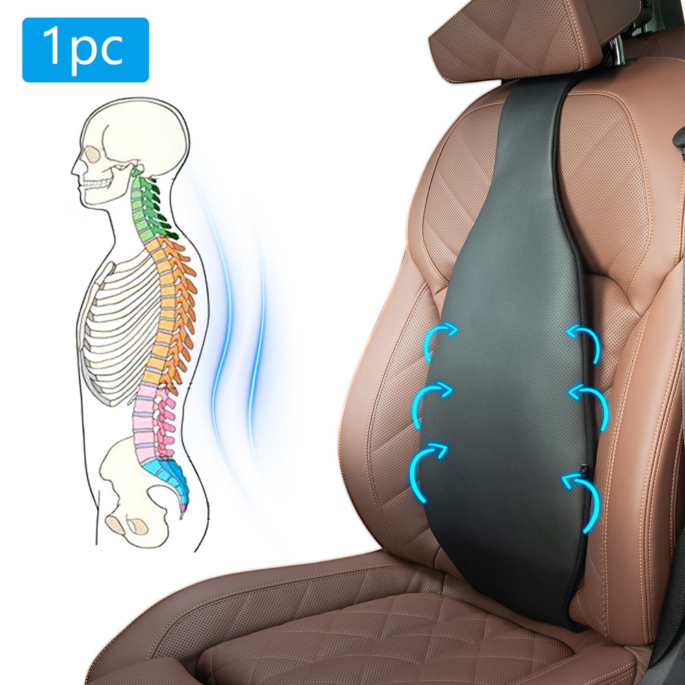 Lumbar Support Pillow Back Car Seat Cushion PU Leather Orthopedic Backrest