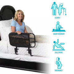 26 In. to 42 In. EZ Adjustable Bed Rail with Swing-Down Safety Railing and Pouch
