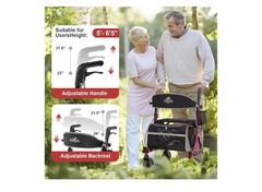 AOJIN All Terrain Rollator Walker Lightweight Foldable 8 In Wheels 300lb Senior