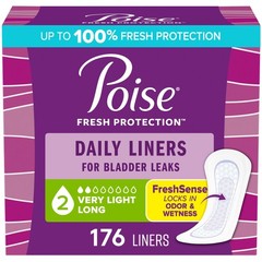 Poise Daily Incontinence Panty Liners, 2 Drop Very Light Absorbency, Long, 44 Ct