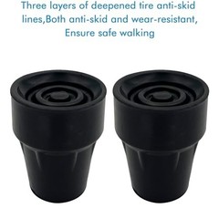 Cane Tips 7/8 Inch Black Natural Rubber Metal Reinforced Pack of 2 Replacement