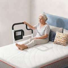 220lbs Load Bedside Handrail, U-Shaped Fixed Bed Rail, Black Bed Safety Handrail