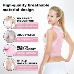 Posture Corrector for Women and Men,4 In 1 Adjustable Full Back Large, Pink