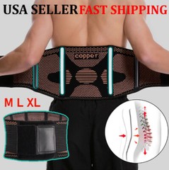 Copper Lumbar Waist Support Brace Belt Lower Back Pain Relief for Men Women