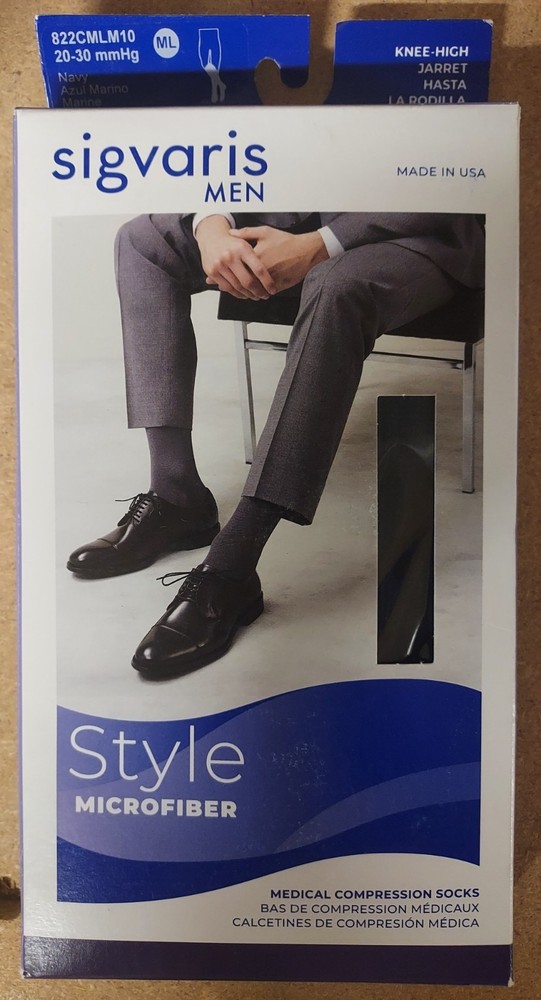 Sigvaris Men’s Midtown Microfiber 20-30mmHg Closed Toe Calf Socks (ML (Medium