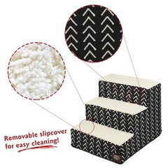 Majestic Pet 3 Step Portable Dog Stairs for Small Dogs to get on Bed Supports 25