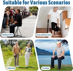 Cane with Seat Portable Walking Stick Folding Chair Lightweight Aluminum Mobi…