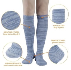3 Pairs Breathable Compression Socks (Pink, Blue,Grey) 15-20mmHg
