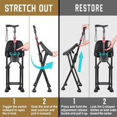 Hold 400 lbs Folding Canes with Seat, Allows Durability While Walking