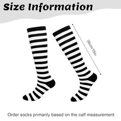 Gvhntk Knee High Striped Socks Long Thin Tube Sports Black and White
