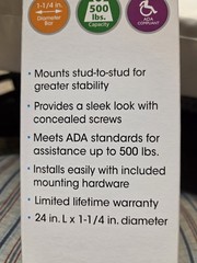 NEW ROEMNAKY 24 in. x 1-1/4 in. Concealed Mounting Grab Bar. ADA Standard