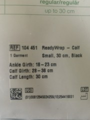L+R USA Ready Wrap Compression Calf Wrap, ReadyWrap Small Black Tall 30cm NEW