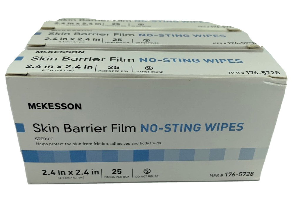 75 McKesson 176-5728 Skin Barrier No-Sting Wipes, Exp. 7/24-26