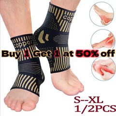Copper Ankle Support Brace Compression Sleeve Socks Elastic Foot Pain Relief