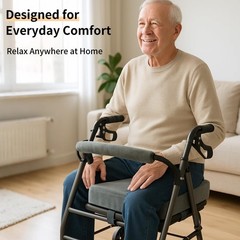 Memory Foam Walker Seat Cushion for Seniors – Washable Backrest Pad with Straps