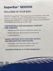 NEW Sonic Technology Super Ear SE5000 Personal Sound Amplifier OPEN DAMAGED BOX