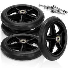 Covzoe 4 Pack Wheel Replacement, 6 Inch Anti-Slip Solid 6 inches, Black