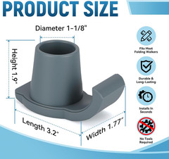 2 Pack Walker Ski Glides for Folding Walkers, Smooth Gliding Replacement Feet