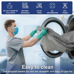 1 PCS Hospital Bed Sheets Waterproof Reusable FloralGrey Fits 36x84x14 Inch