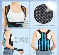 Back Brace Posture Corrector for Women and Men black out