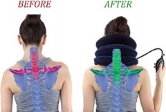 Cervical Neck Traction Device Inflatable Stretcher, Easy to Use for Blue