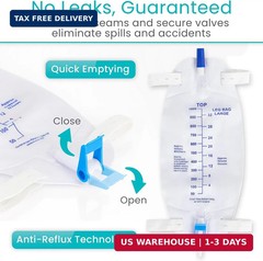 Vive Foley Catheter Leg Bag w/Easy-Tap 18″ Tube – Urinary Drainage Bag, 1000mL,