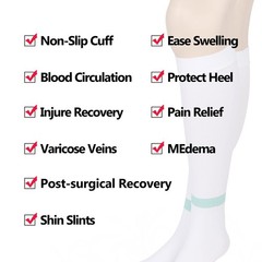 2 Pairs Hose Compression Stockings for Women Men Anti Large, Green Stripe
