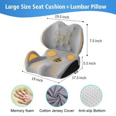 X Large Memory Foam Seat Cushion Lumbar Support Pillow for Sciatica & Tailbon…