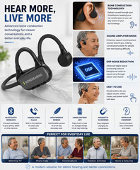 Bone Conduction Hearing Amplifier Bluetooth Open Ear Wireless Headphones