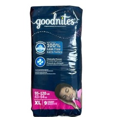 4 packs Goodnites Youth Girls Nighttime Underwear X Large 95-120 lbs 36 ct
