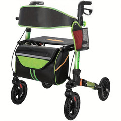 Foldable Rollator Walker 300 lb Capacity w/ 17.3″ Seat & 8″ Wheel Rolling Walker