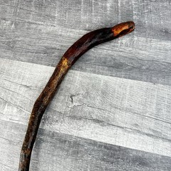 Natural Hardwood Walking Stick Cane Rustic Handcrafted Hiking Staff 33 Inch Bark