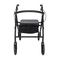 Black Steel Mobility Walker With Wheels For Adult Elderly Walking Assistance