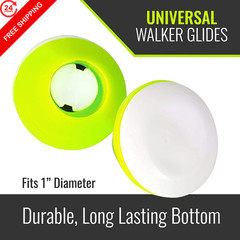 HealthSmart Walker Ski Glides, Caps or Pack of 2, White/Green