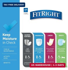 FitRight Adult Diapers, Extra Heavy Absorbency, XL (Waist Size 56in-64in), 80 Co