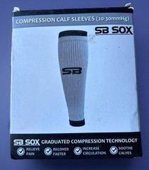 SB SOX XL Compression Calf Sleeves 20-30 mmHg Unisex Medium Black Grey One Pair