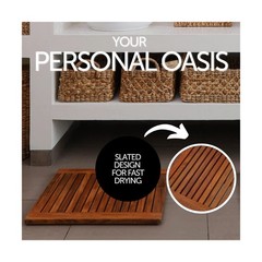 Nordic Style Premium Teak Shower and Bath Mat for Indoor and Outdoor Use – No…