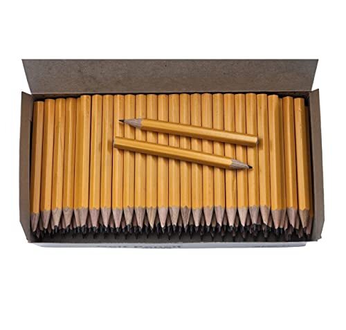 Comfort Axis Golf Pencils Bulk, Yellow Barrel 8.5cm Mini Pencils 144 Pack