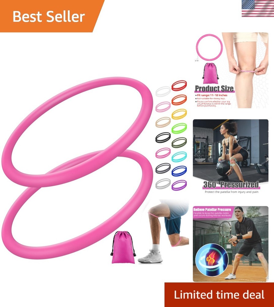 Rose Red Silicone Patella Bands for Knee Pain Relief – Comfortable & Adjustable