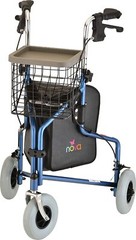 NOVA Traveler 3-Wheel Rollator Walker, All Terrain 8” Wheels w/ Bag/Basket/Tray