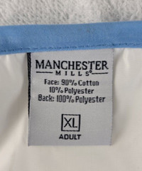 (48 PK) Manchester Mills Adult Bib XL 20×36 Super Absorbent Reusable White/Blue