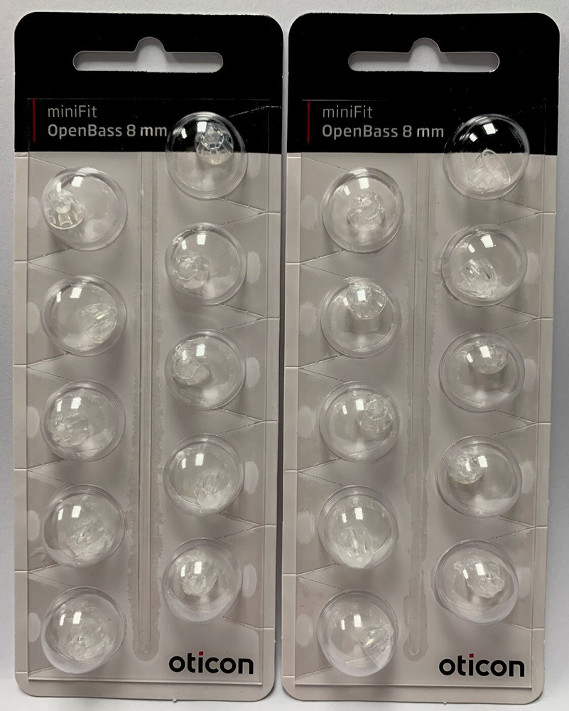 2 Pack Oticon miniFit OpenBass 8mm Domes For More Hearing Aids. 20 Domes total.