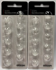 2 Pack Oticon miniFit OpenBass 8mm Domes For More Hearing Aids. 20 Domes total.