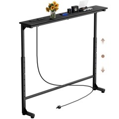 Keelian 39 inch Narrow Console Table with Outlet,Adjustable Height(25″-37″) Behi