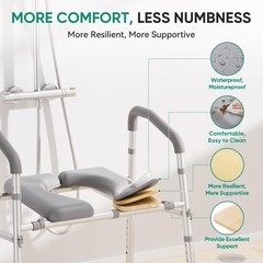 Popwise Raised Toilet Seat Handles 500 Lb Anti-Wobble Frame Easy To Install