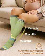 Thick Soft Cotton Compression Socks for Large-X-Large Pink and Green Geometric